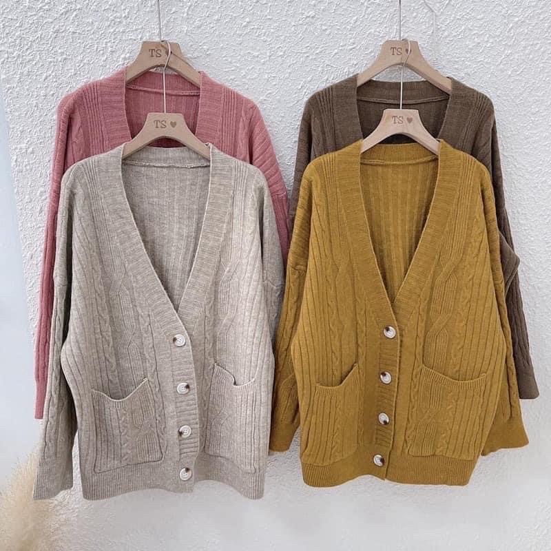 Áo khoác Cardigan dáng dài len thừng form RỘNG OVERSIZE
