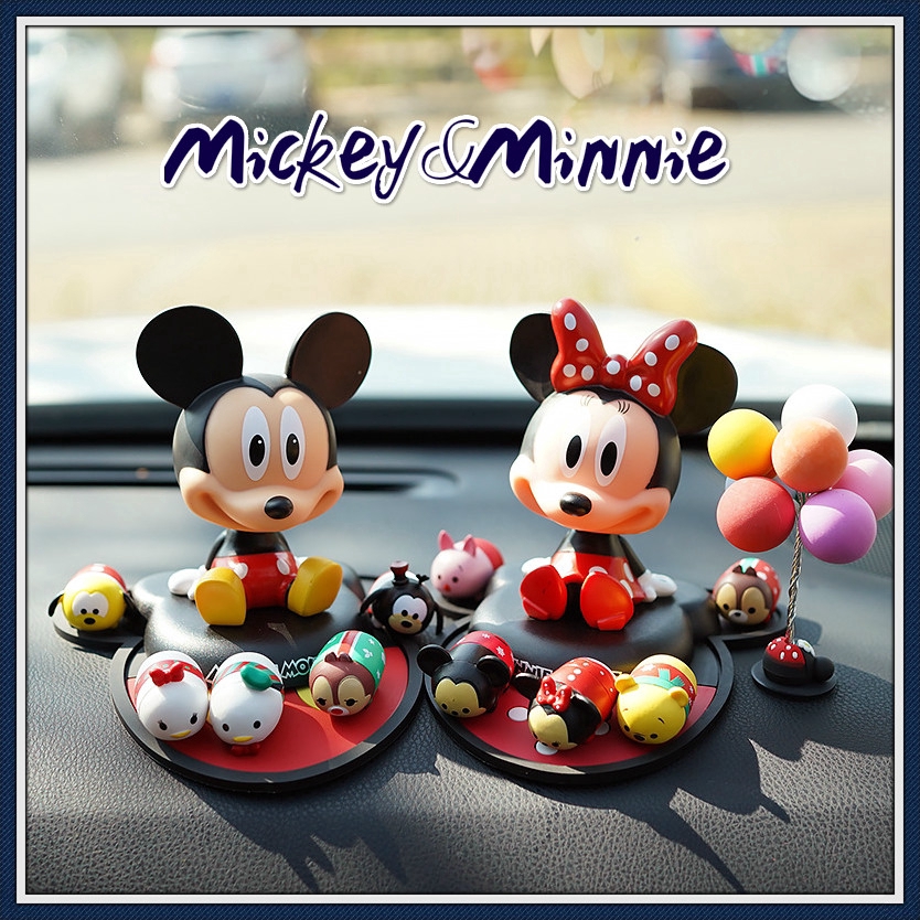 Mô Hình Chuột Mickey Minnie Lắc Đầu Trang Trí Bảng Điều Khiển Xe Hơi