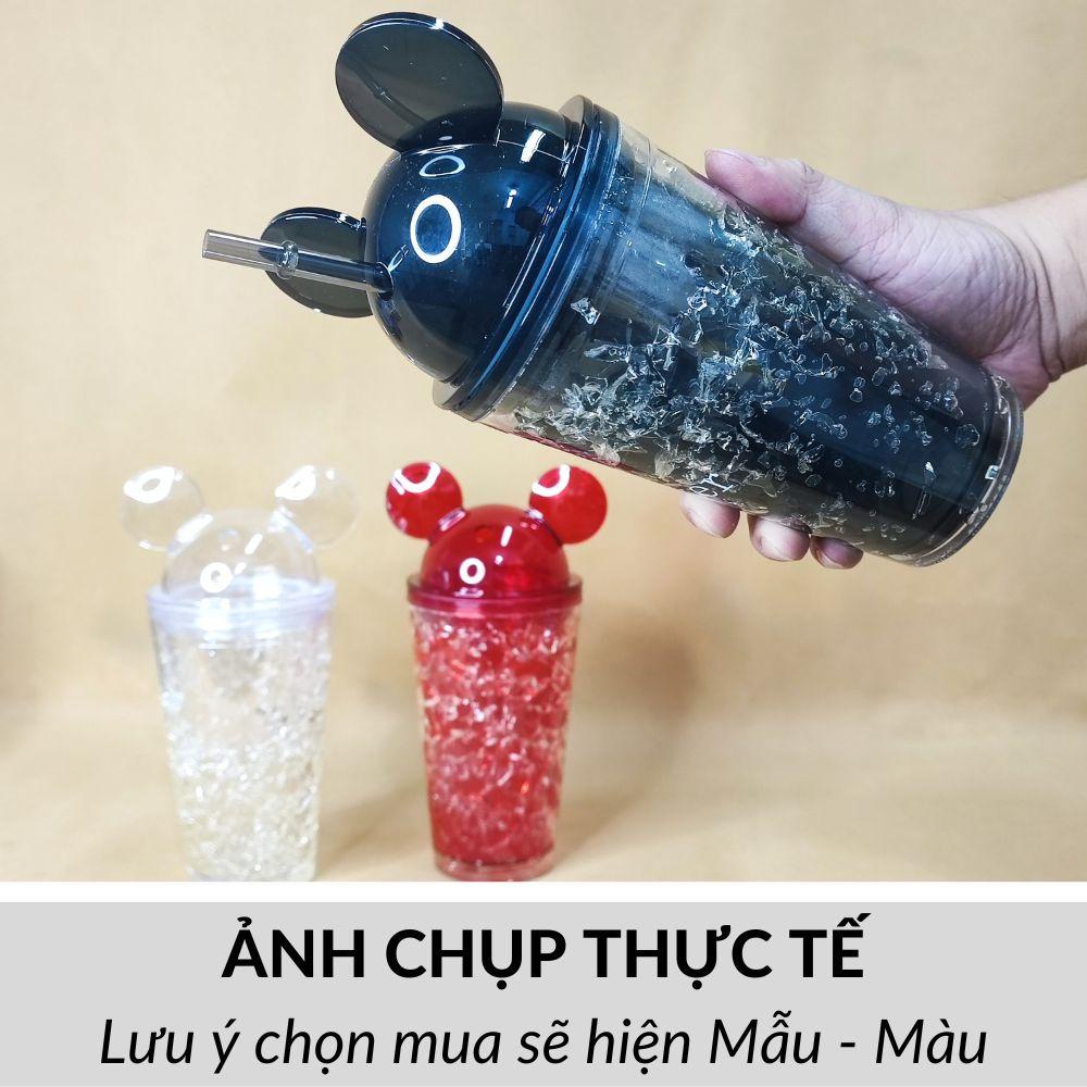 Ly uống nước dễ thương kiểu trà sữa có ống hút (Lớp đá lạnh vĩnh cửu) cỡ 450ml KM 22011