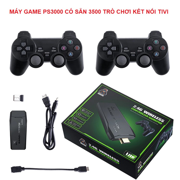 Máy Chơi Game PS 3000, 4 Nút HDMI Không Dây Hơn 3000 Trò Chơi, Máy Chơi Game Cổ Điển ATARI / PS1 / FC / GBA / SFC