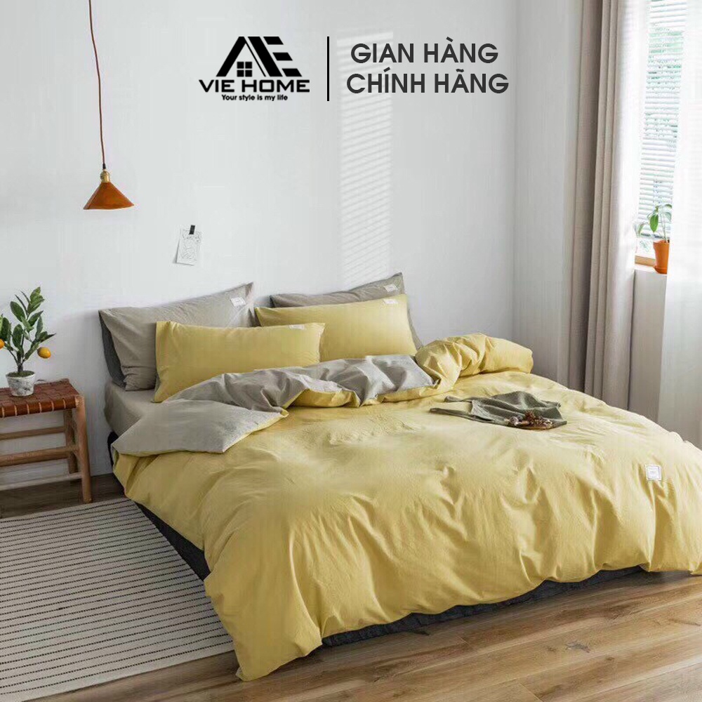 Bộ chăn ga gối Cotton Tici VIE Home - Bedding nhiều mẫu trơn màu vintage đủ các kích thước M4 M6 M8 chưa có ruột