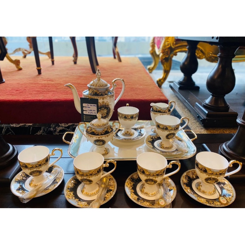 ấm chén sứ xương hoàng gia. ấm chén uống trà kèm hộp quà tặng cao cấp