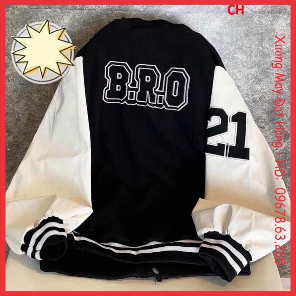 [Rẻ vô địch] Áo khoác boomber unisex in chữ BRO màu đen phong cách Hàn quốc phù hợp trong mọi hoàn cảnh