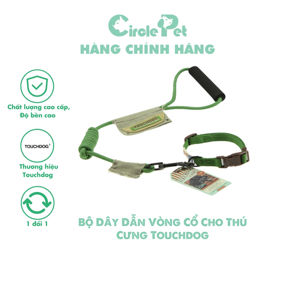 Bộ Dây Dẫn Vòng Cổ Cho Thú Cưng Touchdog Dễ Dàng Điều Chỉnh Chật Hẹp Chất Liệu Cao Cấp Nhiều Kích Cỡ Màu Sắc - Circle P