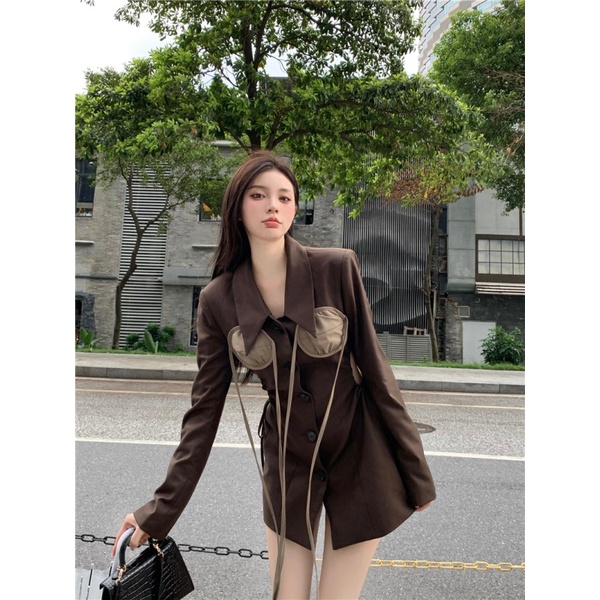 Áo khoác vest dáng ôm phối ren thiết kế thanh lịch cho nữ | BigBuy360 - bigbuy360.vn