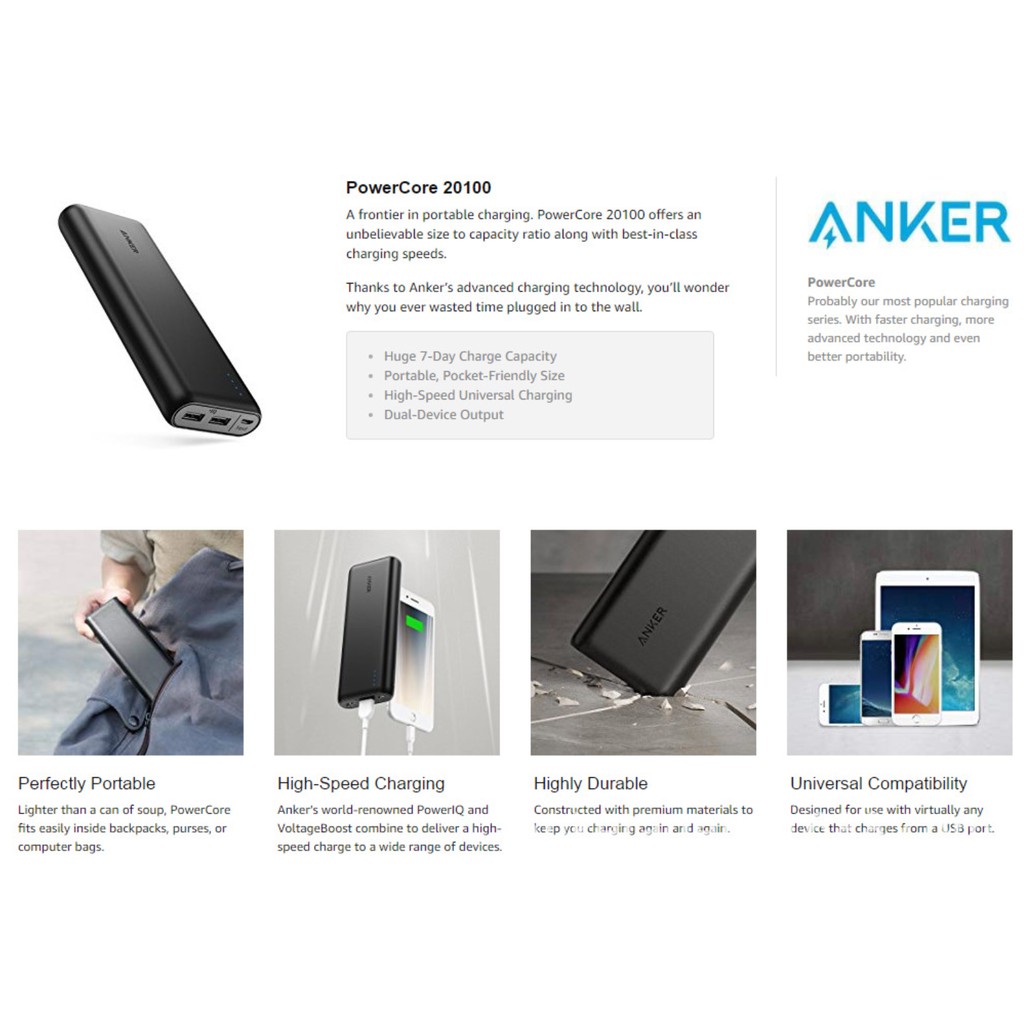 Pin Sạc Dự Phòng ANKER A1271 PowerCore 20100mAh Chính Hãng