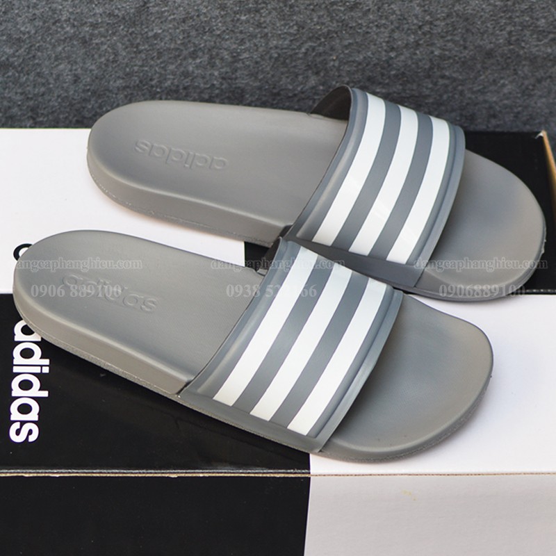 Dép Adidas Cloudfoam Sample 10/2018 màu xám sọc trắng