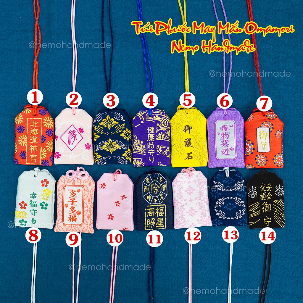 Túi Phước May Mắn Omamori Thêu Câu Chữ Ý Nghĩa - Mã OM14M