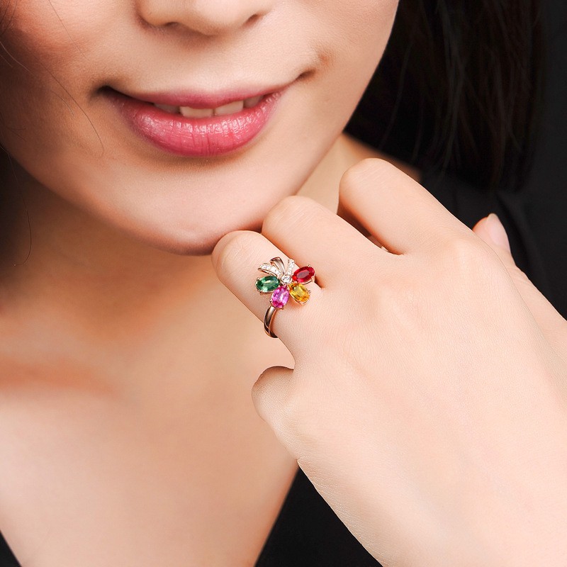 Nhẫn Mạ Bạc Hình Hoa Hồng Phong Cách Hàn Quốc