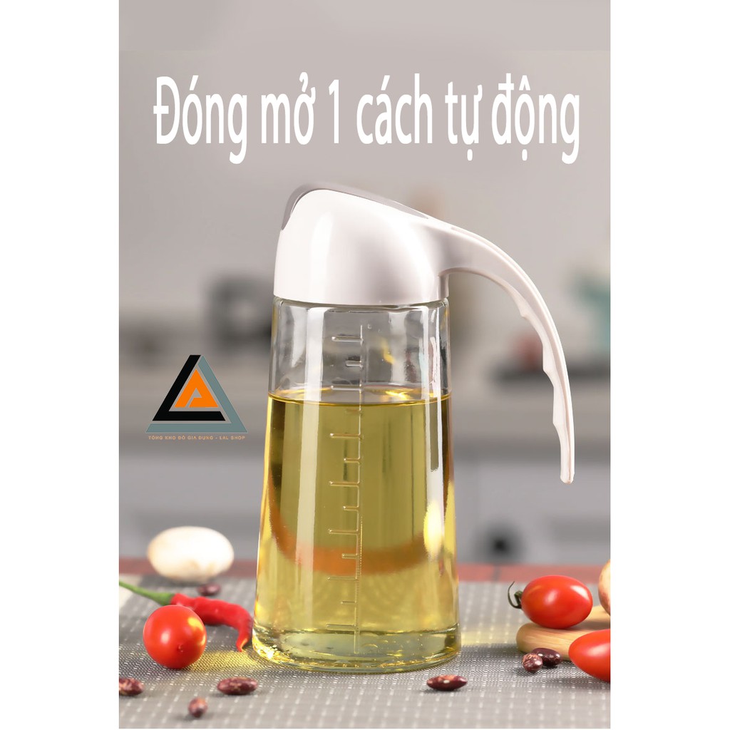 Bình, hũ đựng dầu ăn gia vị thủy tinh cao cấp có vòi ,dung tích 600ml