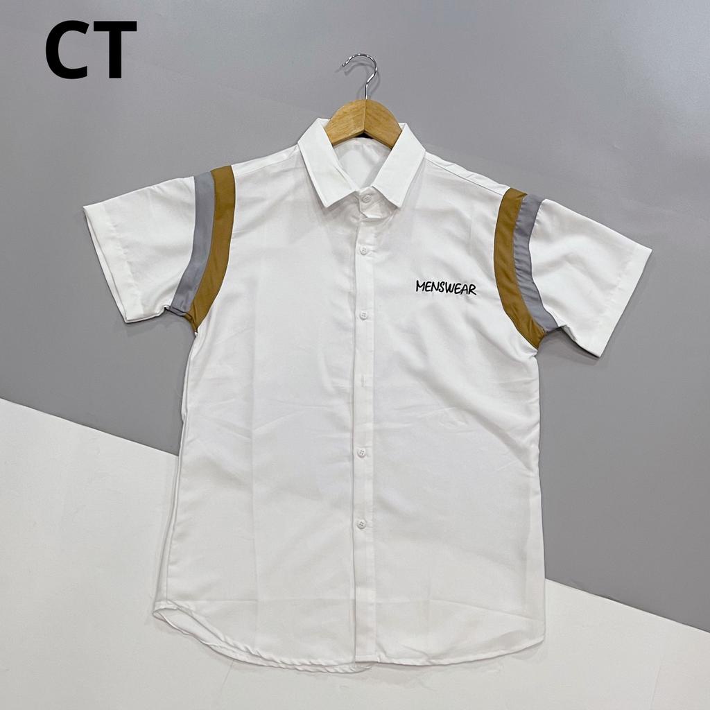 Áo Sơ Mi Nam Tay Ngắn Chất Cotton Chạy Sọc Màu Vai M3nswear Lịch Sự, Đơn Giản - SM 362 NGAN TAY MENSWEAR