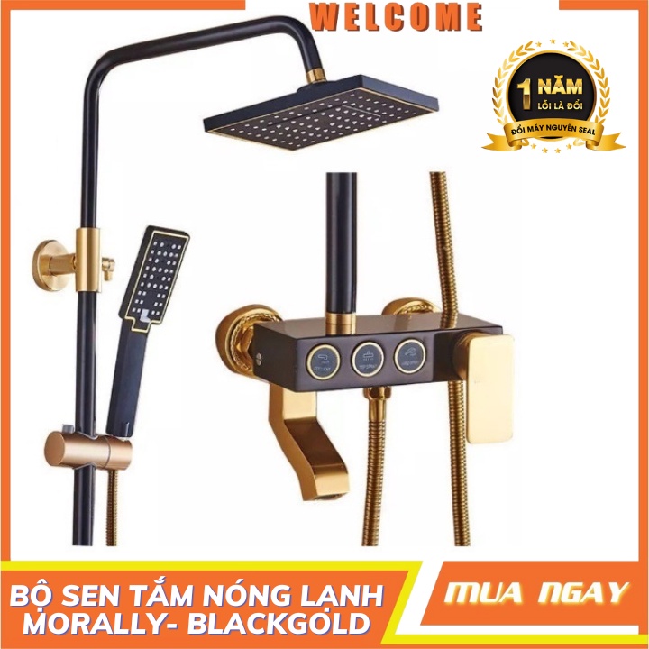Bộ sen cây tắm đứng nóng lạnh nhà tắm MORALLY- BLACKGOLD cao cấp chất liệu đồng sơn tĩnh điện Phong cách Châu Âu cổ điển