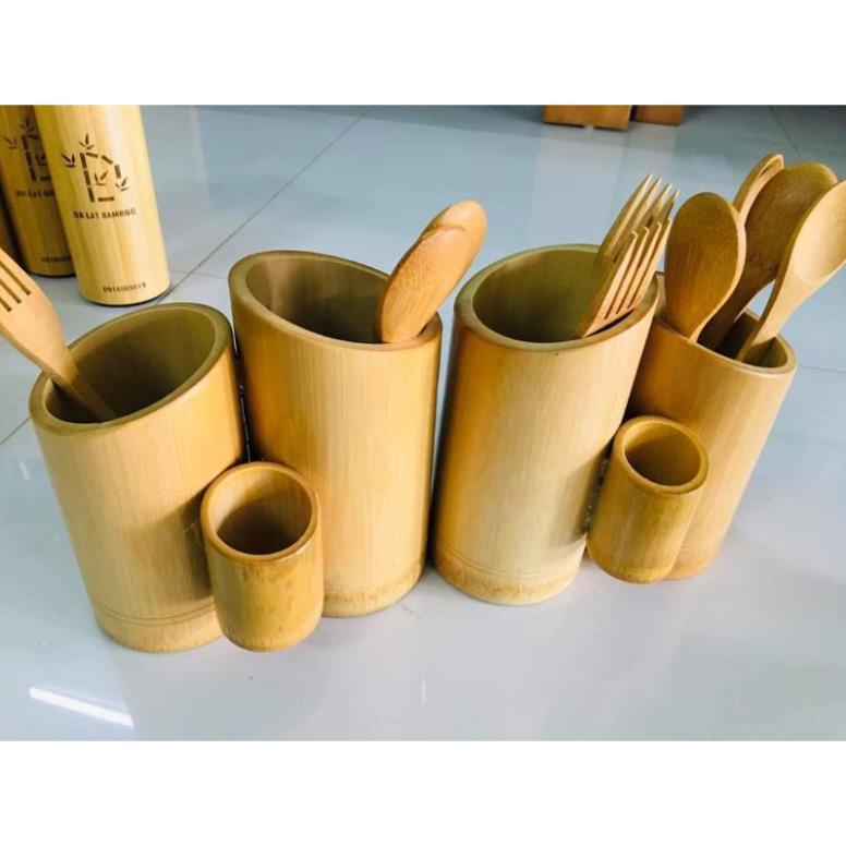 Tre tự nhiên- Ống tre chập 3 đựng đũa, ống đũa bằng tre -Mây tre đan việt