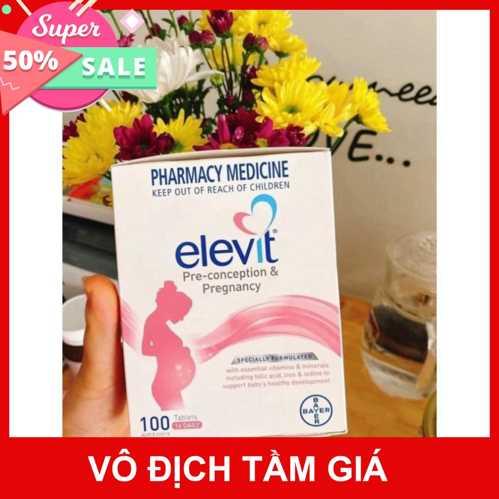 GIÁ VÔ DỊCH ELEVIT DATE 2023 MẪU MỚI VITAMIN TỔNG HỢP cho bà bầu 100 viên GIÁ VÔ DỊCH