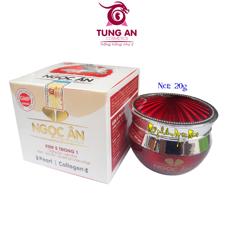 Kem trắng da, Lão hóa, Xóa nám, Giữ ẩm, Se khít lỗ chân lông 5 trong 1 NGỌC ÂN - 20g