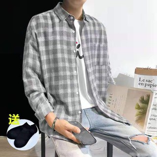 ▣☼Áo Khoác Sơ Mi Nam Dài Tay Sọc Ca Rô Năng Động