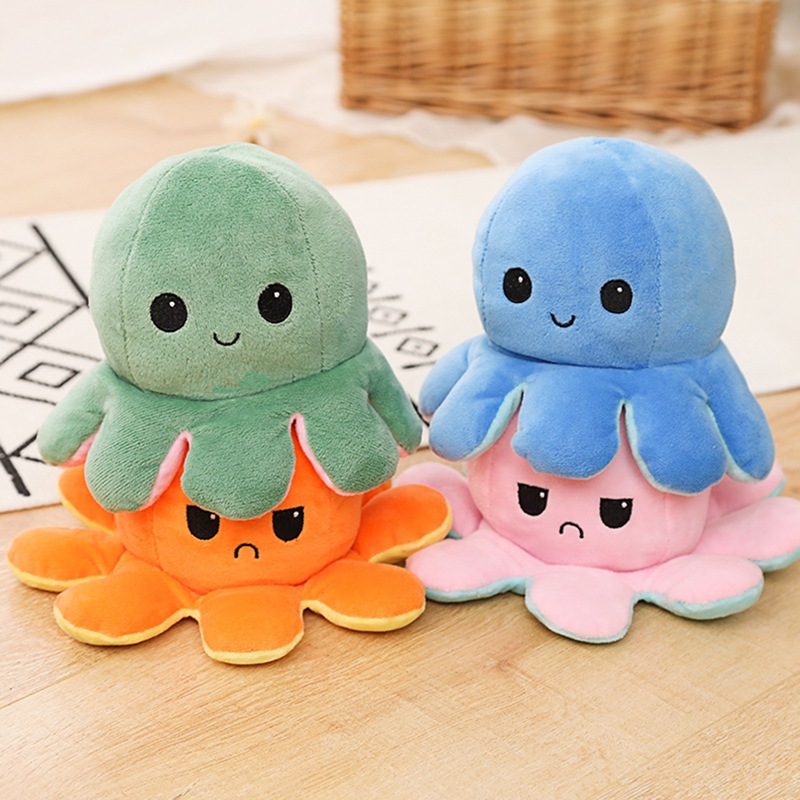 HOT SELLING Reversible Flip Stuffed Octopus Soft Plush Doll Double-sided Color Flip Plushie Toy
