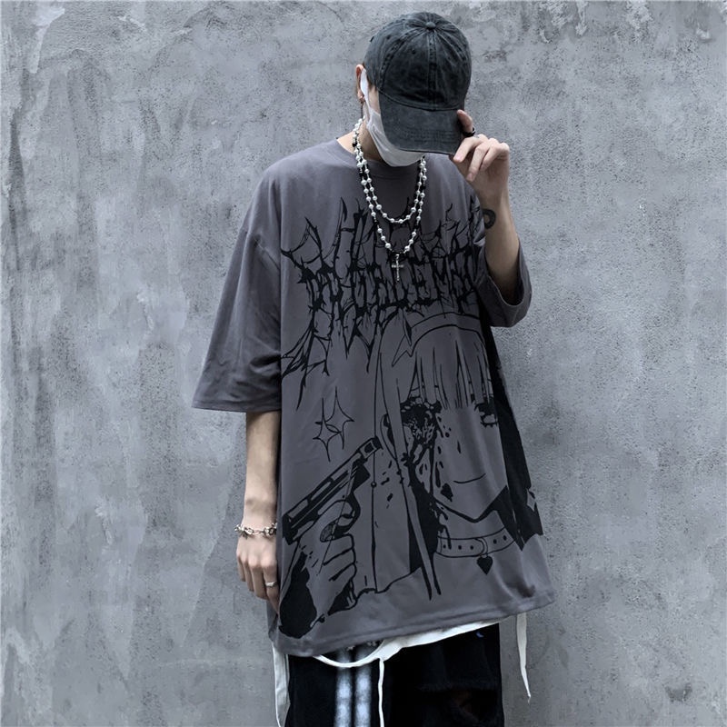 Áo thun MMIOT in họa tiết hoạt hình phong cách harajuku gothic Nhật Bản thời trang 2023 oversize