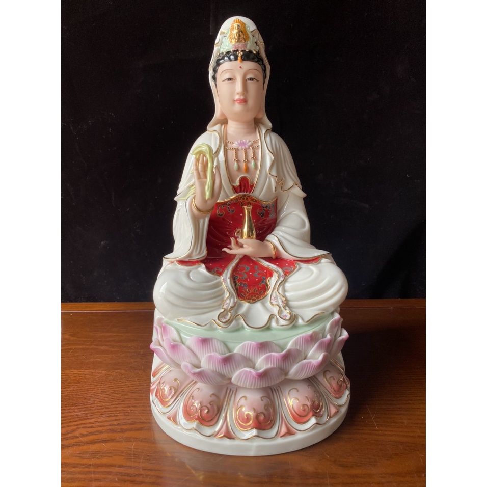 Tôn Tượng Quan Âm ( Mã 06 TQ ) Ngồi Hoa Sen Bằng Sứ - Phật Giáo Tường Thuận