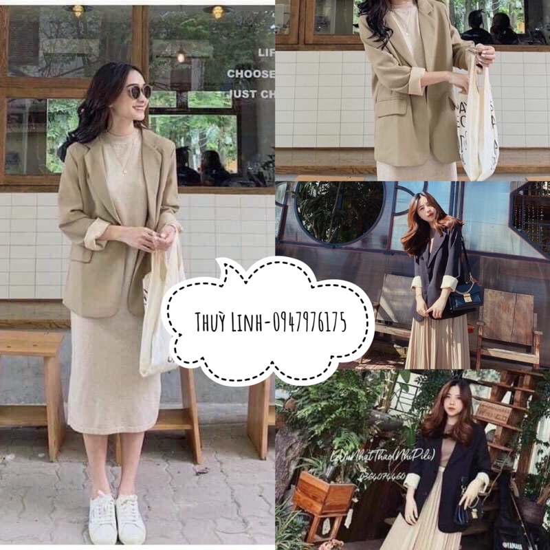 Áo Blazer nữ dài tay túi trơn 2 lớp phong cách Hàn Quốc màu đẹp
