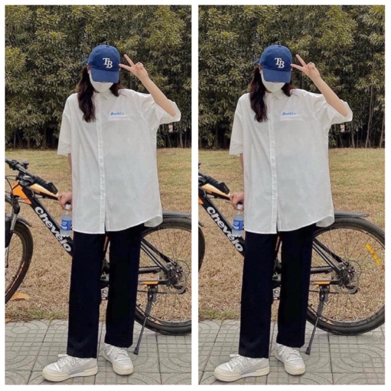 Áo Sơ Mi Form Rộng Thêu Nổi BELE Và Hình Nam Nữ Ulzzang Unisex (Ảnh Thật/Có Sẵn)