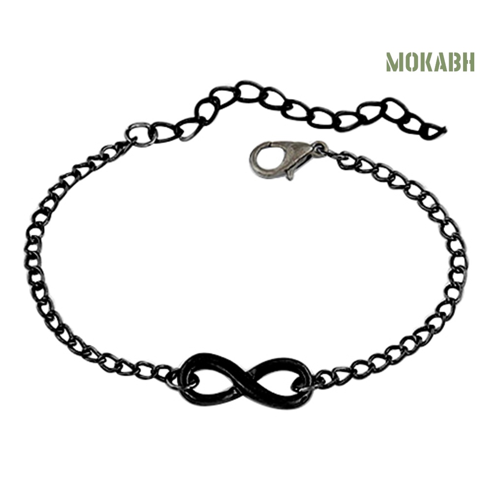 [Vòng Đeo Tay] Vòng Đeo Tay Dây Xích Bằng Kim Loại Hình Biển Vô Cực Vô Cực Có Khóa Càng Cua Điều Chỉnh Được Phong Cách Punk