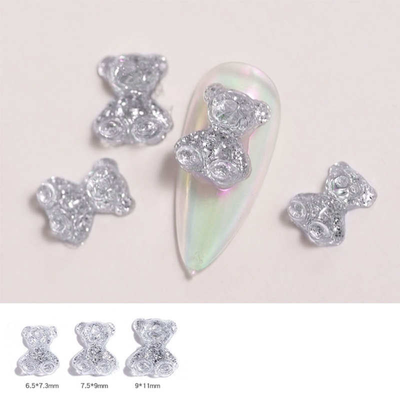 Bộ 3 Phụ Kiện Trang Trí Móng Tay Hình Gấu 3D Dễ Thương 3 Kích Cỡ DIY