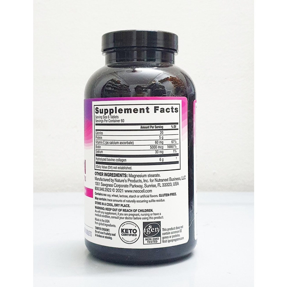 date 9/24 - Biotin Super Collagen + biotin chai 360 viên hãng Neocell của Mỹ. Collagen đẹp da nổi tiếng của Mỹ