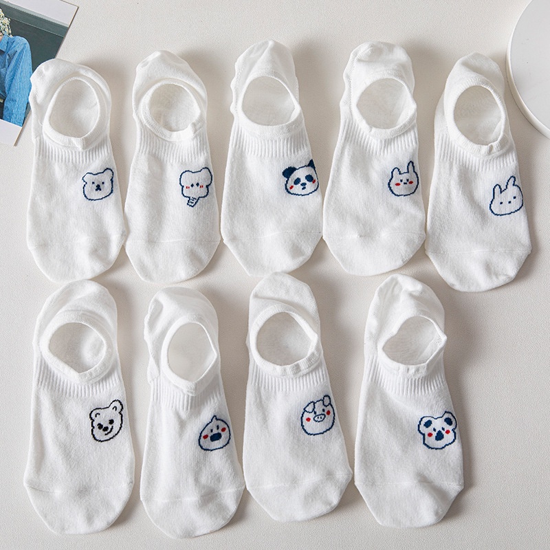 Một đôi tất hài gân màu trắng hình thú ngộ nghĩnh có đệm silicon