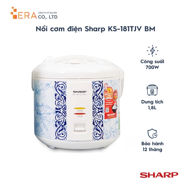 [Mã BMLTA35 giảm đến 35K đơn 99K] Nồi cơm điện Sharp KS-181TJV BM