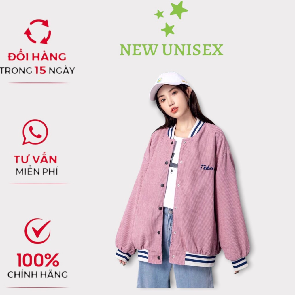 Áo Khoác bomber Nữ chất nhung gân dày dặn From Thụng Unisex(ảnh thật)