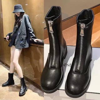 Bốt nữ khoá trước da mềm đẹp hàng quảng châu sẵn size 37 Trắng, 36 đen, trắng