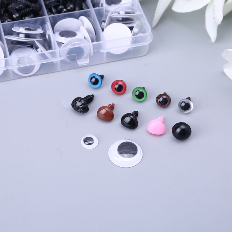 Hộp 376 Mắt Nhựa Kèm Vòng Đệm Cho Búp Bê / Thú Nhồi Bông DIY