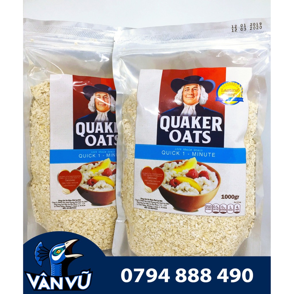 Combo 2kg Yến Mạch Cán Vỡ Quaker Oats Mỹ Giảm Cân, Đẹp Da Nguyên Chất