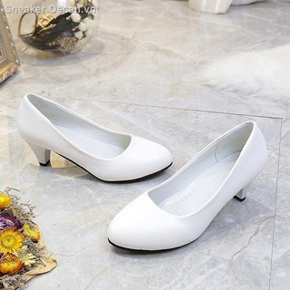 Giày da mũi tròn gót dày thấp 2-3-5cm đi làm cho nữ