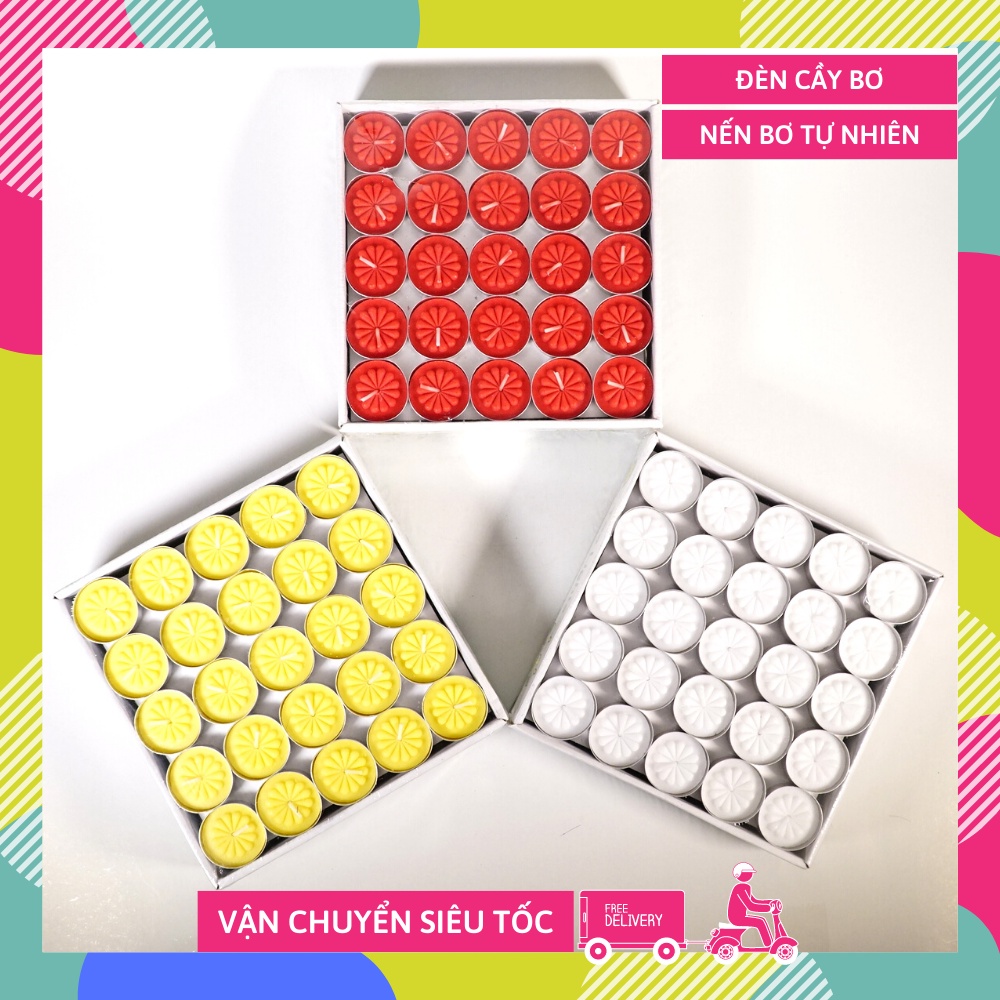 Hộp 100 viên nến đèn cầy thờ cúng, nến bơ cao cấp không khói, tiện lợi - Hộp nến 100 viên cháy 2h&4h