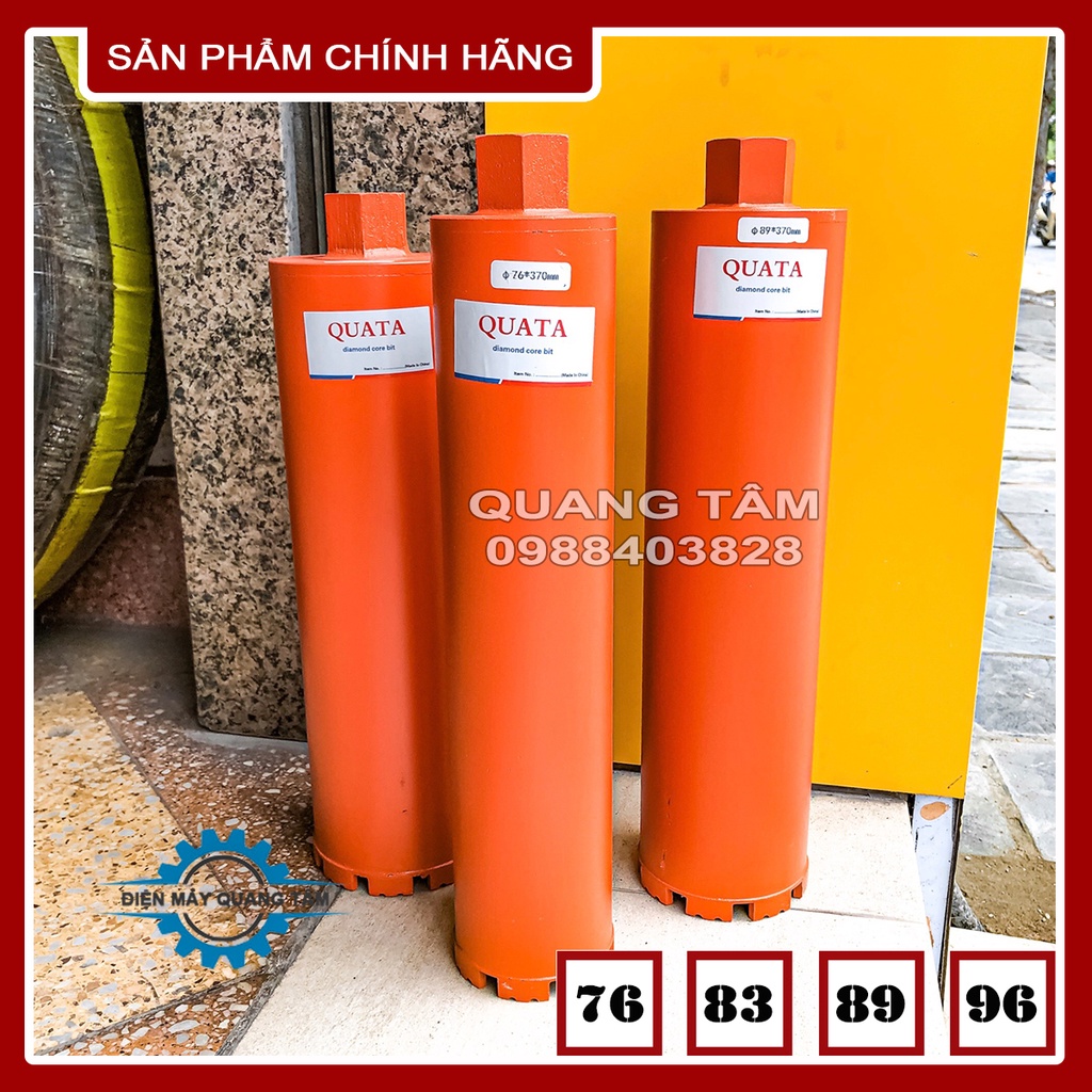 Mũi Khoan Rút Lõi Bê Tông phi từ 76 - 83 - 89 - 96 mm x 350mm QUATA [Chính Hãng]