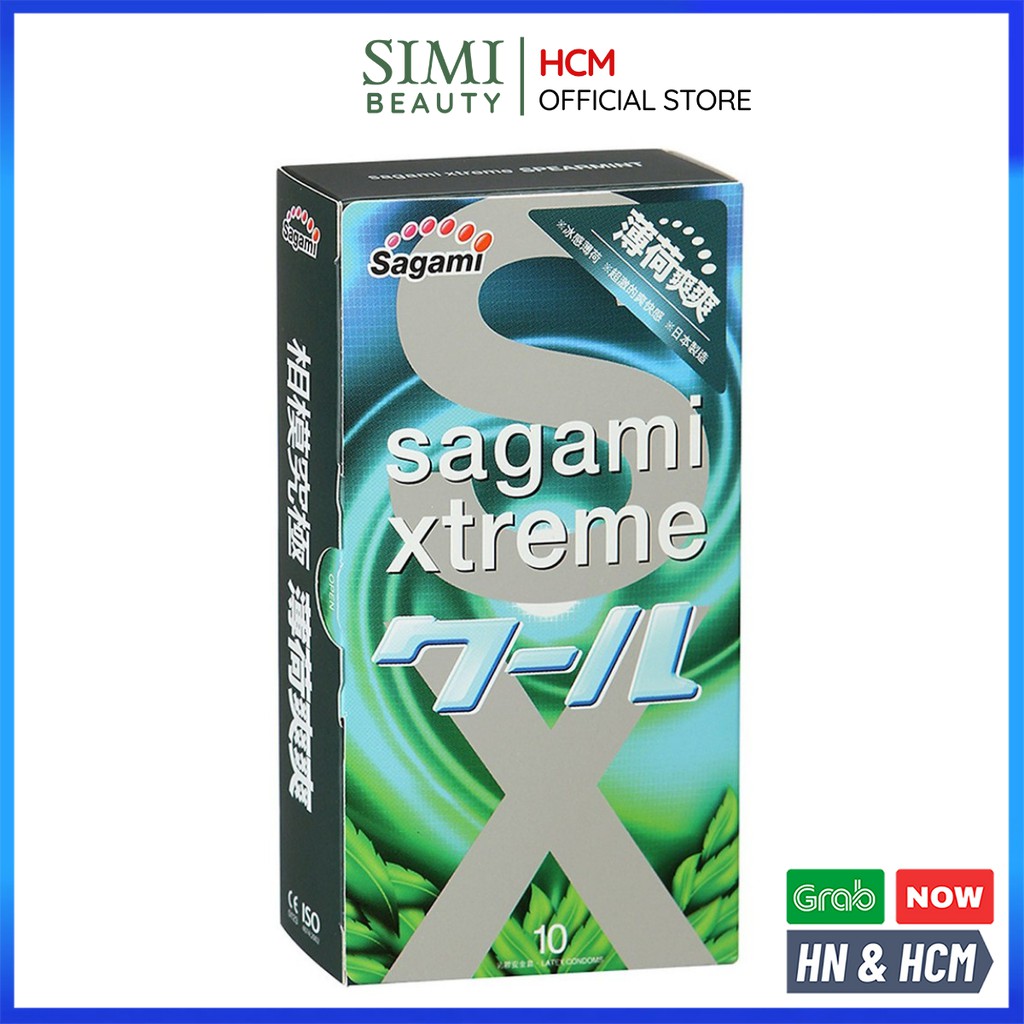 [QUÀ TẶNG] Bao cao su kéo dài thời gian SAGAMI Spearmint 0.03 Nhật Bản  hương bạc hà mát lạnh bcs chống xuất tinh sớm