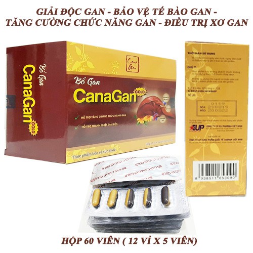 THUỐC BỔ GAN Viên uống bổ gan Canagan thải độc gan hạ men gan bảo vệ tế bào gan tăng cường chức năng gan hộp 60 viên