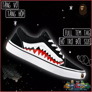 [Ảnh Thật + FREESHIP + Tặng Vớ BAPE] Giày Vans Old Skool Custom Bape Shark Màu đen hàng Rep 11 đủ Size từ 36 - 43 BapeVN