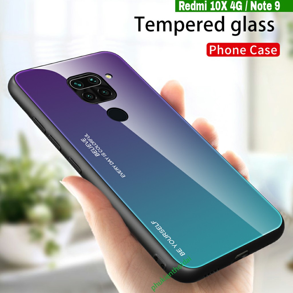 Ốp lưng Xiaomi Redmi 10X 4G / Redmi Note 9 FREESHIP Từ 50k mặt lưng kính đa sắc thời trang cao cấp