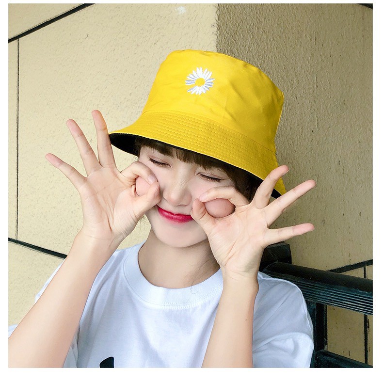 Mũ bucket Vamino 2 mặt hoa cúc nhiều màu nam nữ phong cách MD07