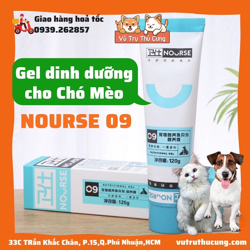 Gel dinh dưỡng cho chó mèo biếng ăn Nourse 09, mượt lông da