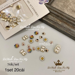 Phụ kiện nail - Set charm gấu hoa