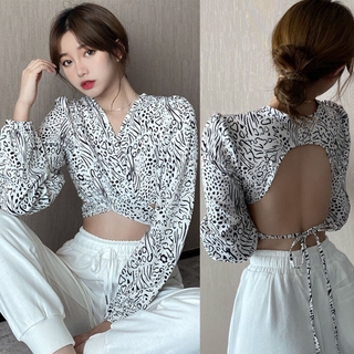 Áo Croptop Dài Tay Phối Dây Cột Thời Trang Gợi Cảm Dành Cho Nữ