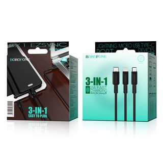 Cáp sạc 3 trong 1 Lightning- Type C- Micro USB dài 1m Borofone BX1