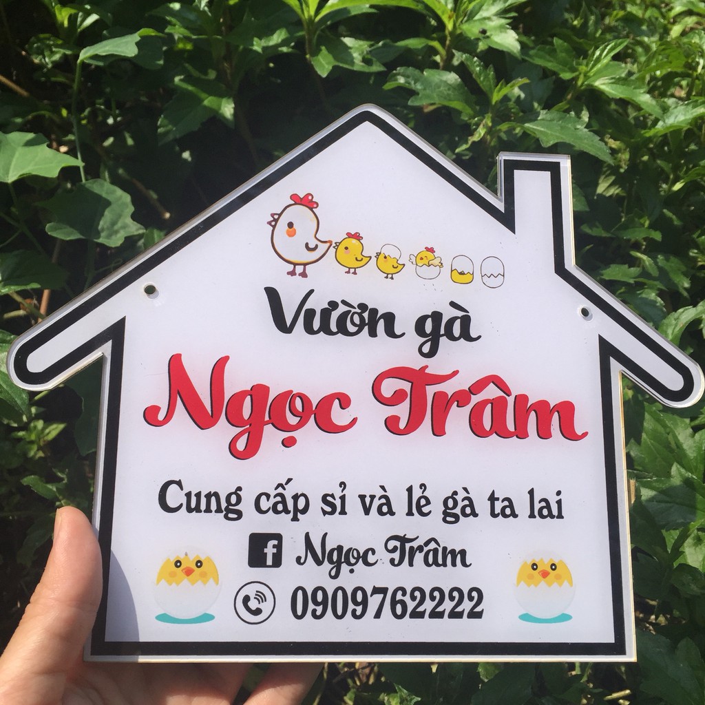 Bảng hiệu mica trang trí shop bán hàng - Khung ngôi nhà - Free thiết kế