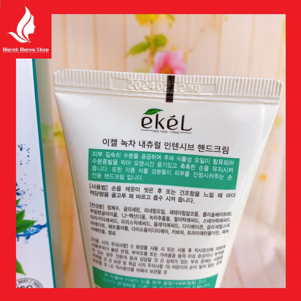 [chuẩn Auth] Kem dưỡng da tay, chân Ekel Green Tea Natural Intensive Hand Cream cao cấp  tuýp 100ml