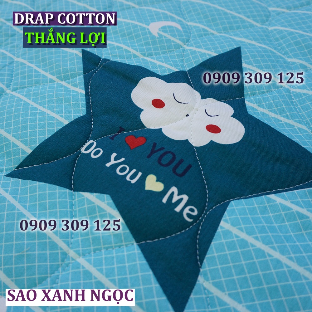 Bộ drap 1m6 + mền Thắng lợi cao cấp (ga giường 5 món) chuẩn logo cotton 100%
