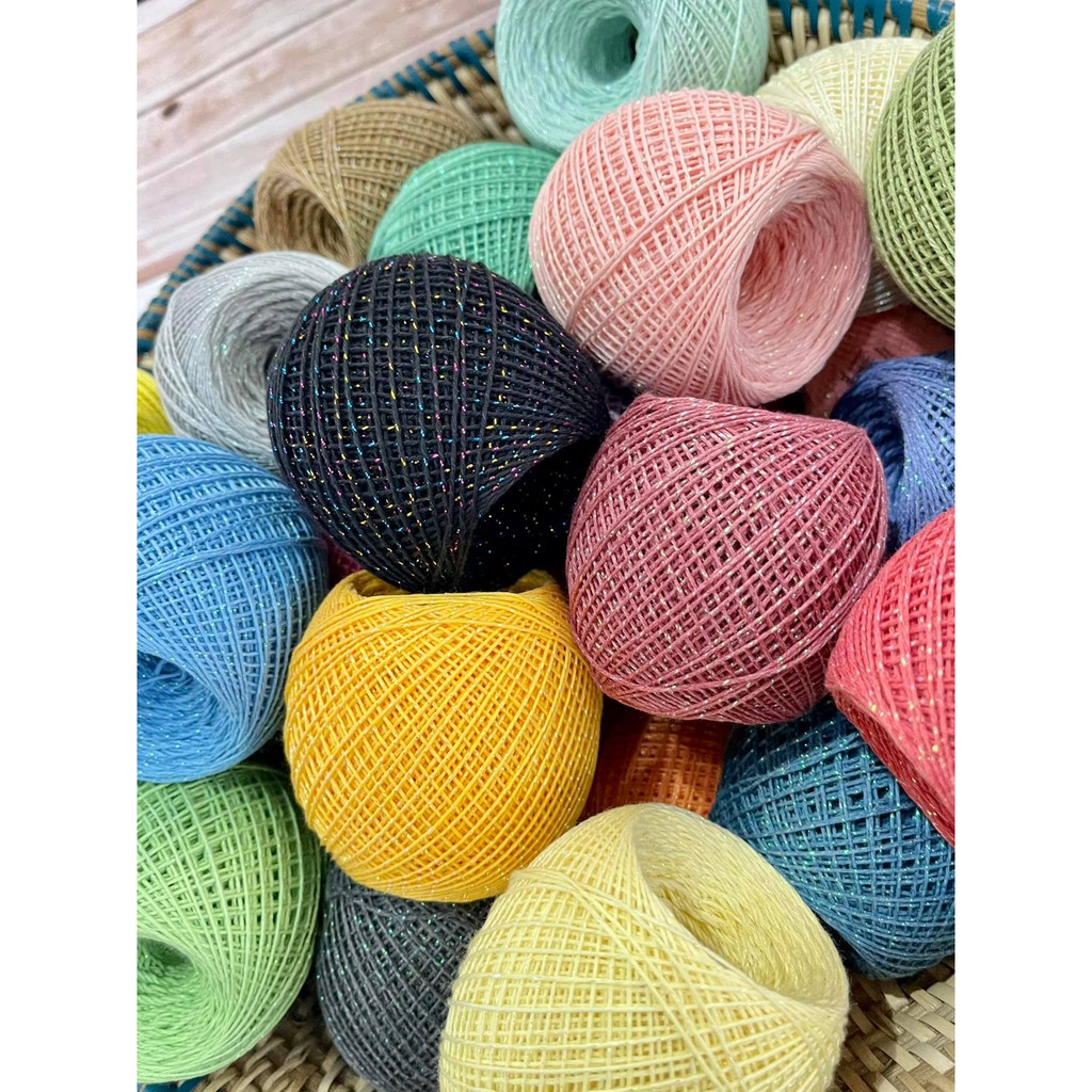Sợi Lace Cotton Nhũ Kim Tuyến Craft Yarn
